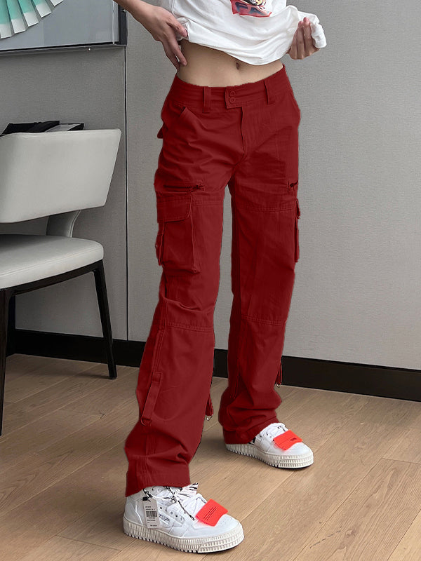 Baggy-Cargohose mit Fallschirmmuster und niedriger Taille