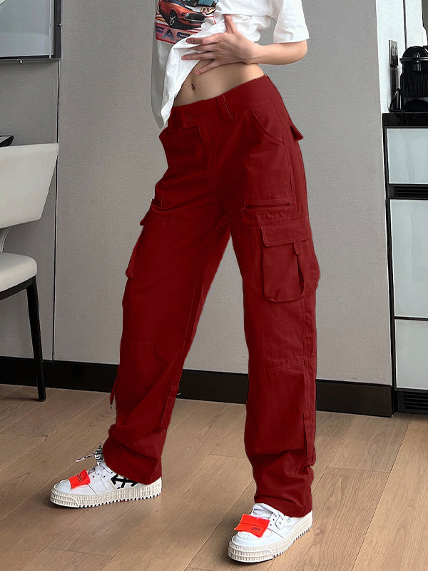 Baggy-Cargohose mit Fallschirmmuster und niedriger Taille