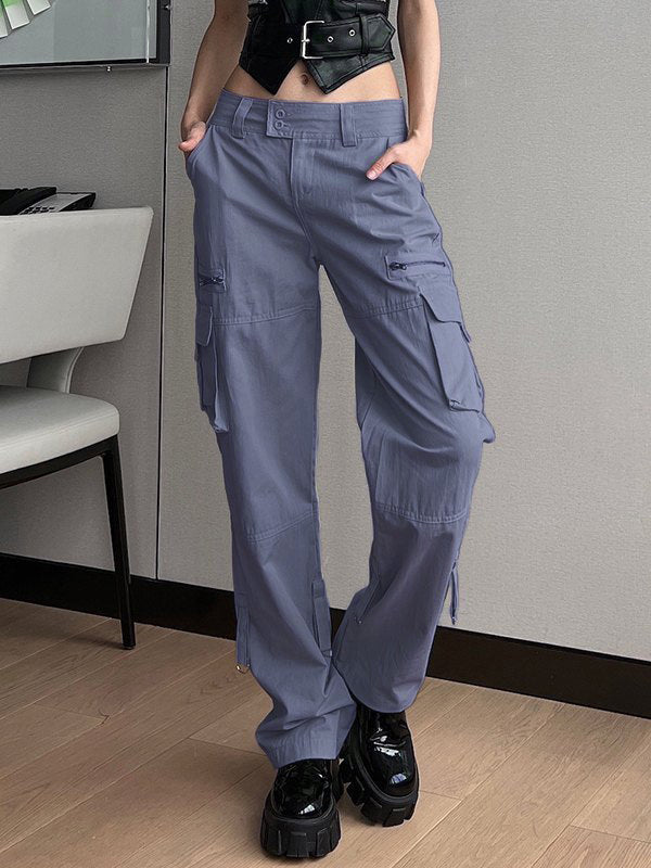 Baggy-Cargohose mit Fallschirmmuster und niedriger Taille