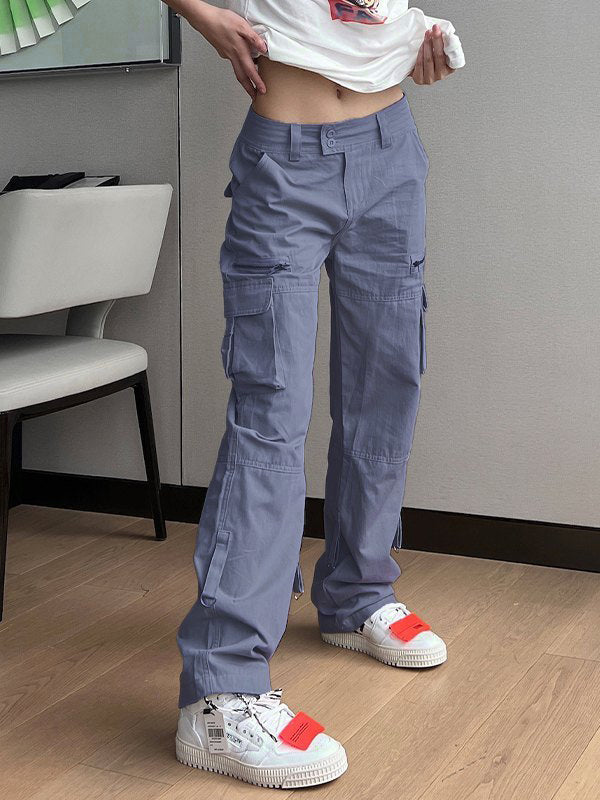 Baggy-Cargohose mit Fallschirmmuster und niedriger Taille