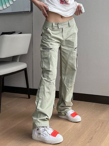 Pantalones cargo holgados de paracaídas con cintura baja