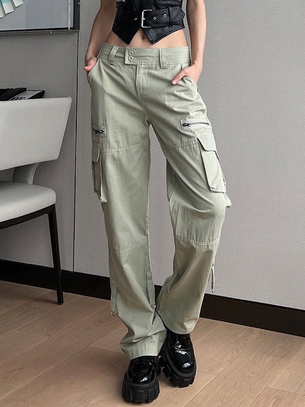 Baggy-Cargohose mit Fallschirmmuster und niedriger Taille