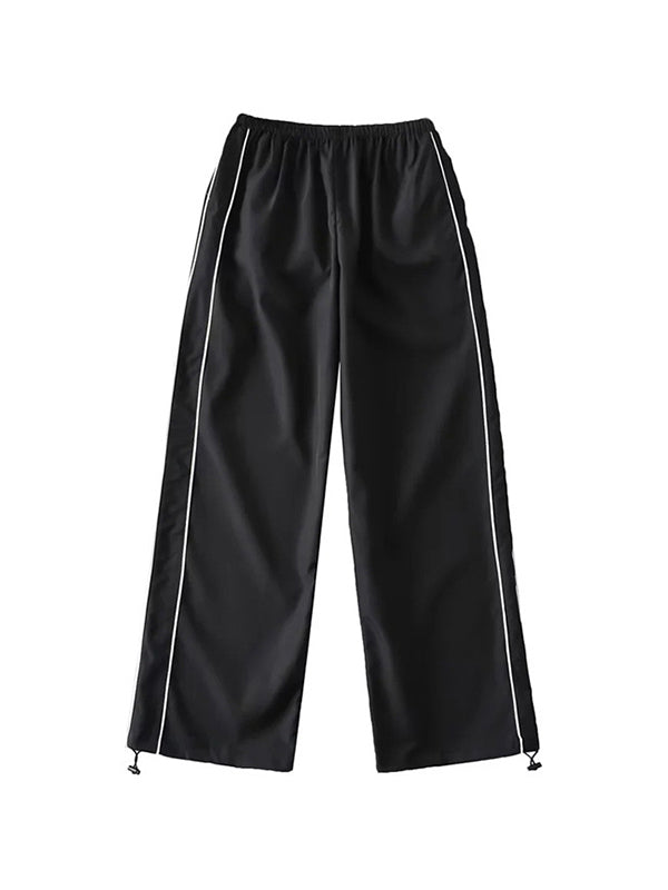 Piping Detail Wide Leg Track Pants – Omcne