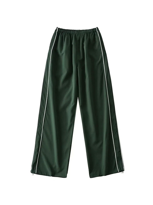 Piping Detail Wide Leg Track Pants – Omcne