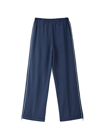 Piping Detail Wide Leg Track Pants