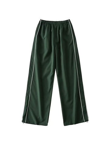 Piping Detail Wide Leg Track Pants