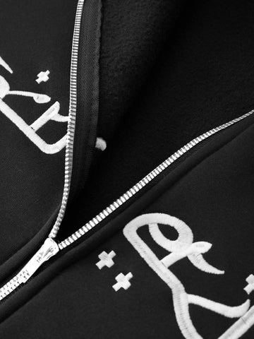 Men's Punk Star Embroidery Zip Up Hoodie