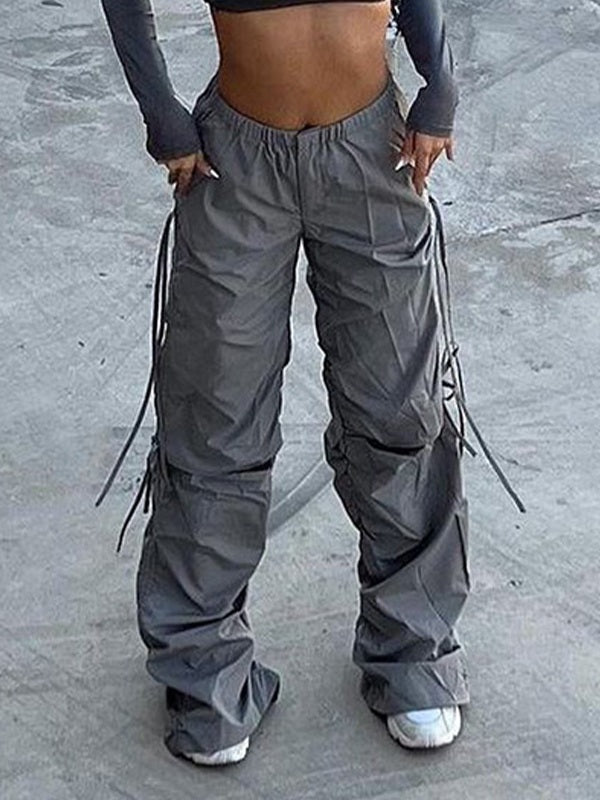 Ruched Parachute Baggy Cargo Pants