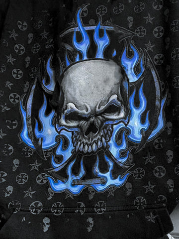 Hoodie mit brennendem Totenkopf-Grafik