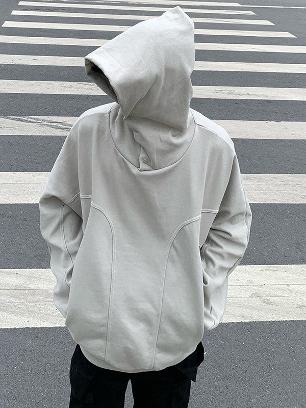 Men's Patchwork Button Down Pullover Hoodie