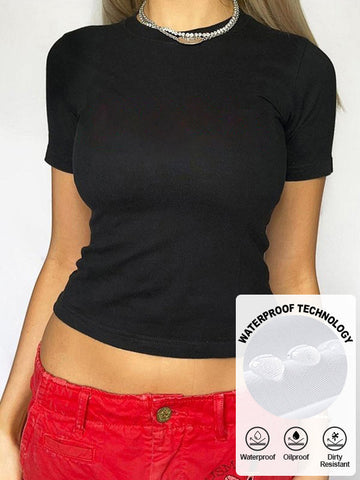 Schwarzes Crop-Top mit Logo-Print