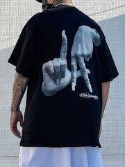 Men's Punk Hand Graphic Short Sleeve Tee