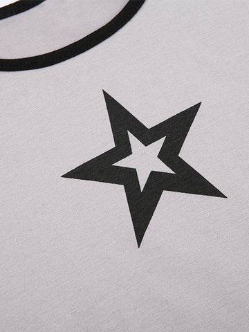 Stitched Star Print Baby Crop Top