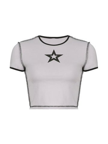 Stitched Star Print Baby Crop Top