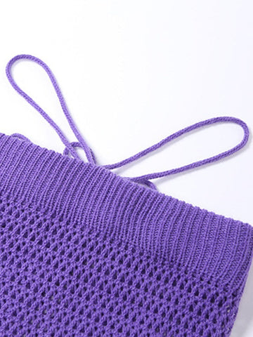 Conjunto de dos piezas de punto de crochet con cordones