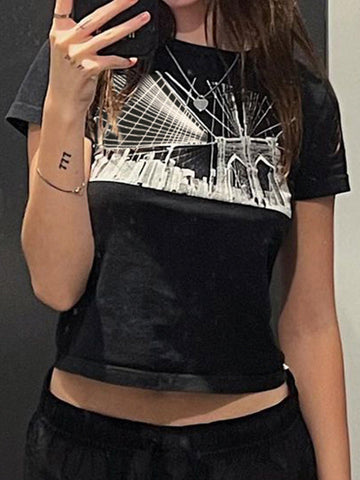 City Light Black Crop Top