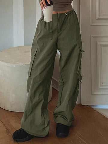 Geraffte Baggy-Cargohose mit Fallschirmmuster