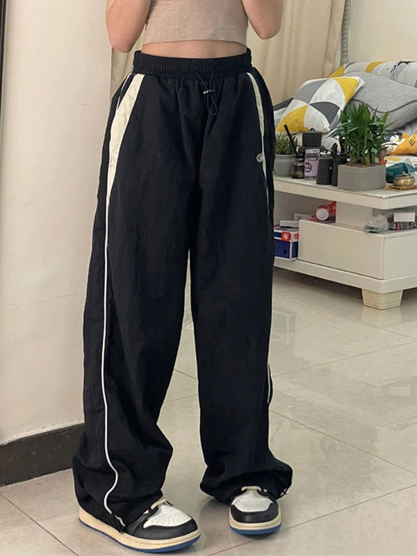 Contrast Piping Black Baggy Sweatpants – Omcne