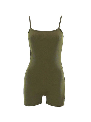 Sleeveless Green Ribbed Bodycon Romper