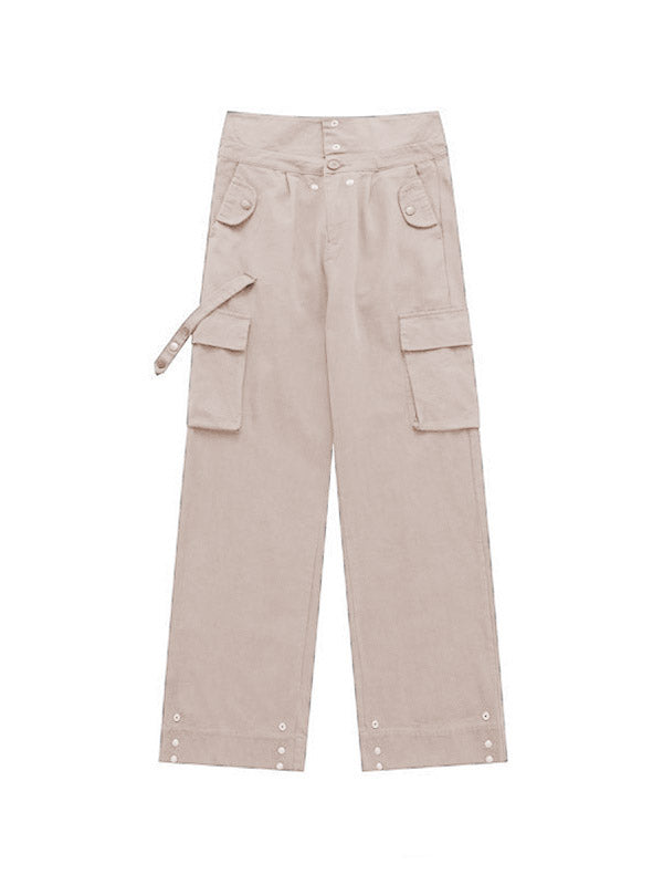 Cargohose mit Knopfleiste und hoher Taille