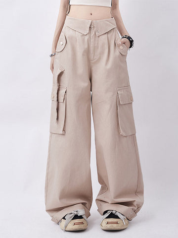 Pantalones cargo de cintura alta con botones