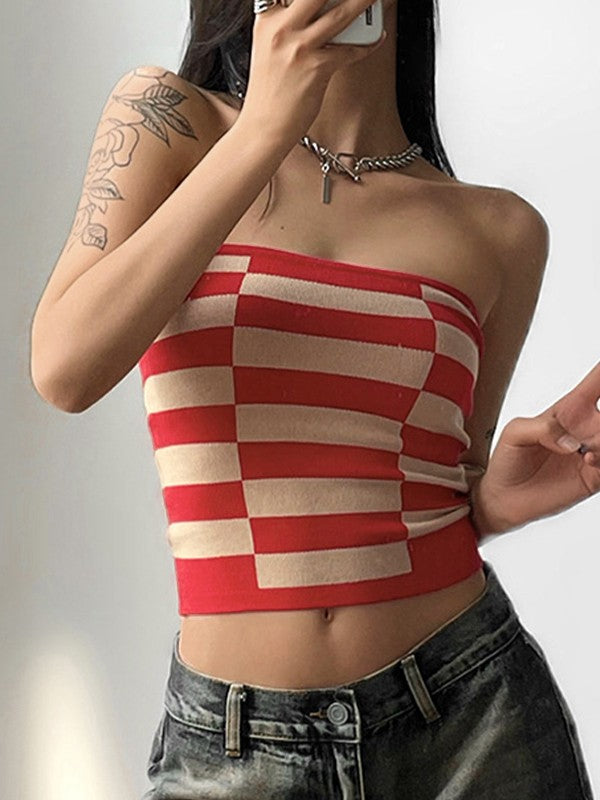Stripe Knitted Bandeau Top