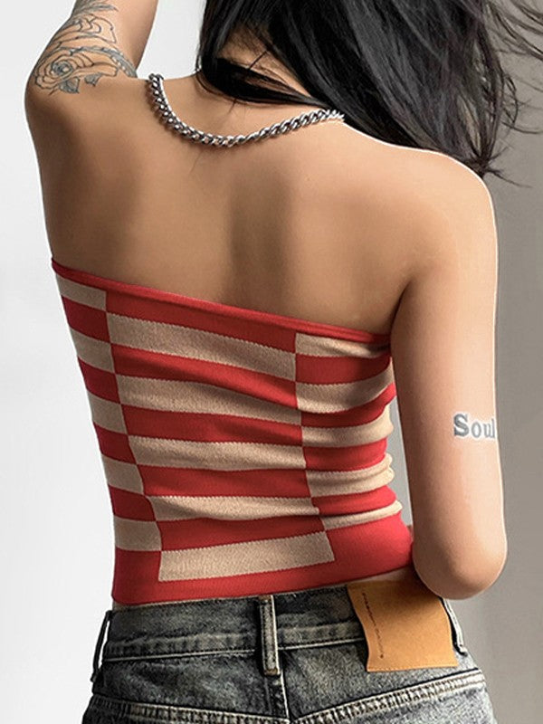 Stripe Knitted Bandeau Top