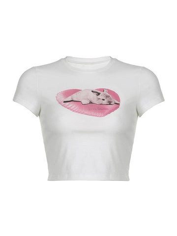 Love Bunny White Crop Top