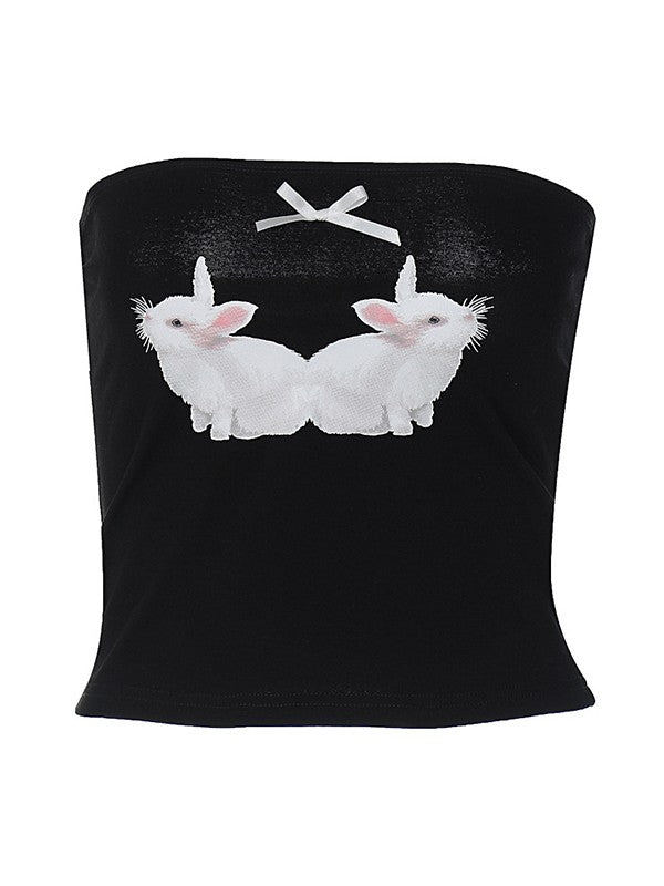 Cute Bunny Printed Bandeau Top