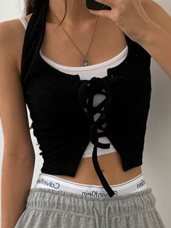 Ribbed Cropped Cami Top Set