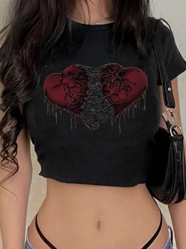 Punk Heart Printed Crop Top