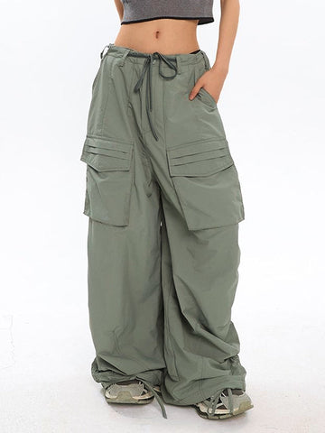 Pantalones cargo holgados Y2K fruncidos