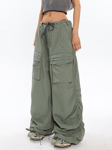 Pantalones cargo holgados Y2K fruncidos