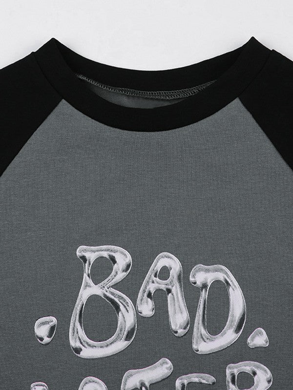 Crop Letter Graphic Raglan Sleeve Tee