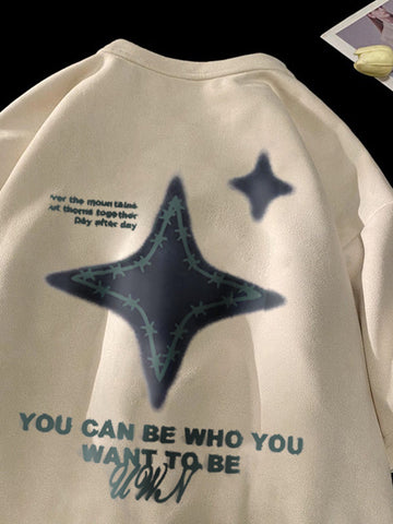 Camiseta con estampado de estrellas de ante sintético para hombre