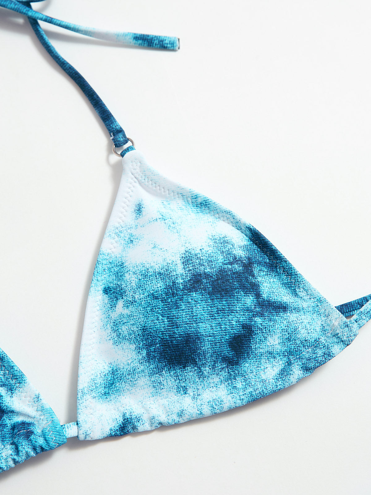 Tie-Dye Hanging Neck Lace Up Triangle Bikini