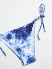 Tie-Dye Hanging Neck Lace Up Triangle Bikini