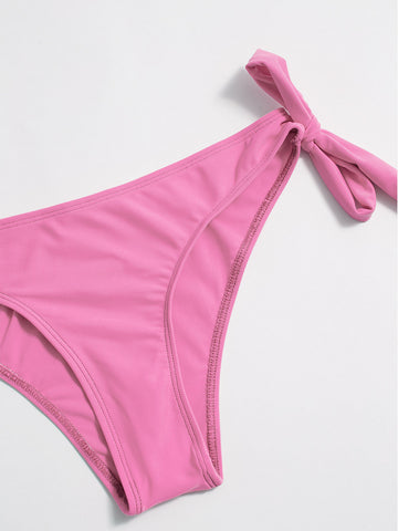 Conjunto de bikini de dos vías con lazo en color sólido