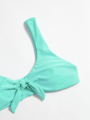 Conjunto de bikini de dos vías con lazo en color sólido