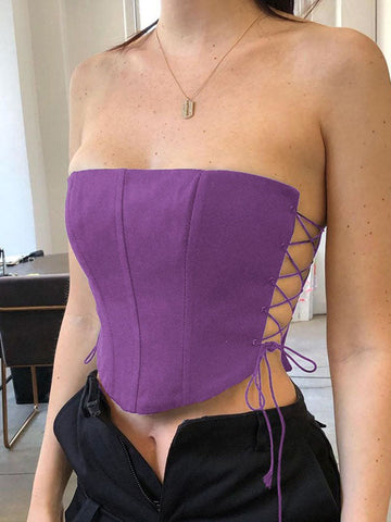 Bustier mit seitlicher Schnürung und Kordelzug