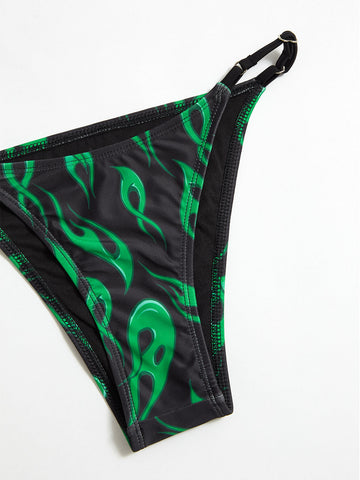 Bandeau-Bikini mit Flammen-Print