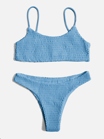 Smocked Low Rise Bikini Set