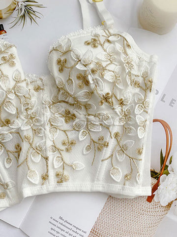 Vintage Lace Embroidery Bustier