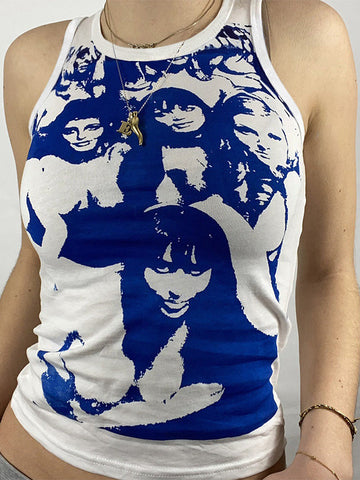 Vintage Girl Graphic Crop Tank Top