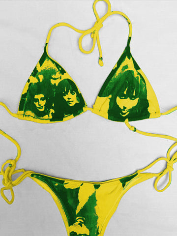 Conjunto de bikini estilo halter con serigrafía