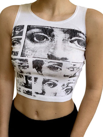 Kurzes Tanktop mit Staring Eye-Grafik