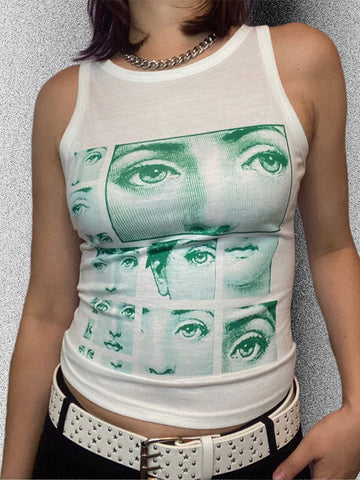 Kurzes Tanktop mit Staring Eye-Grafik