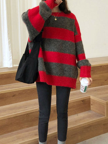 Oversized Stripe Pullover Sweater