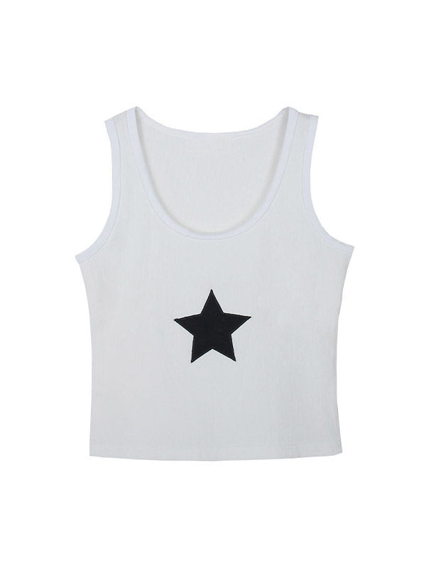 Rib Cross Patched Crop Tank Top