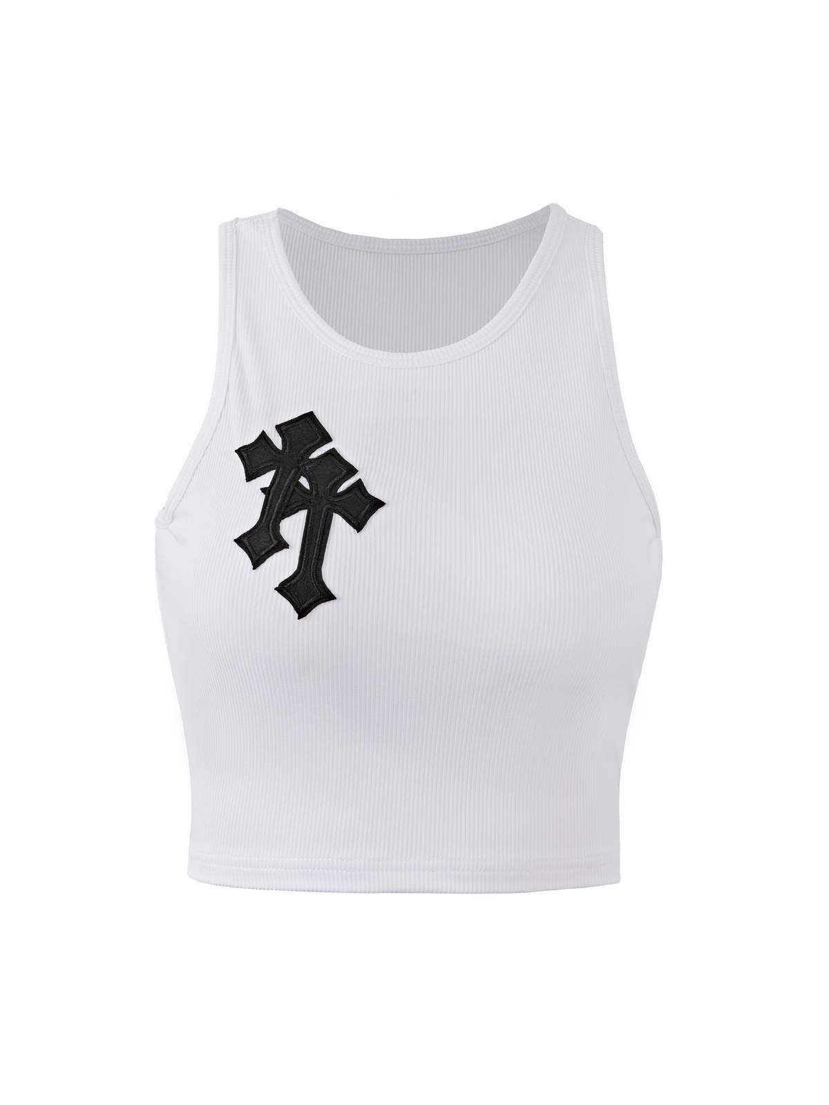 Rib Cross Patched Crop Tank Top